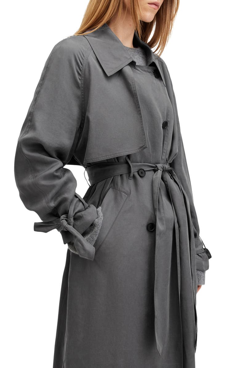 AllSaints Koko Trench Coat, Alternate, color, Eiffel Grey