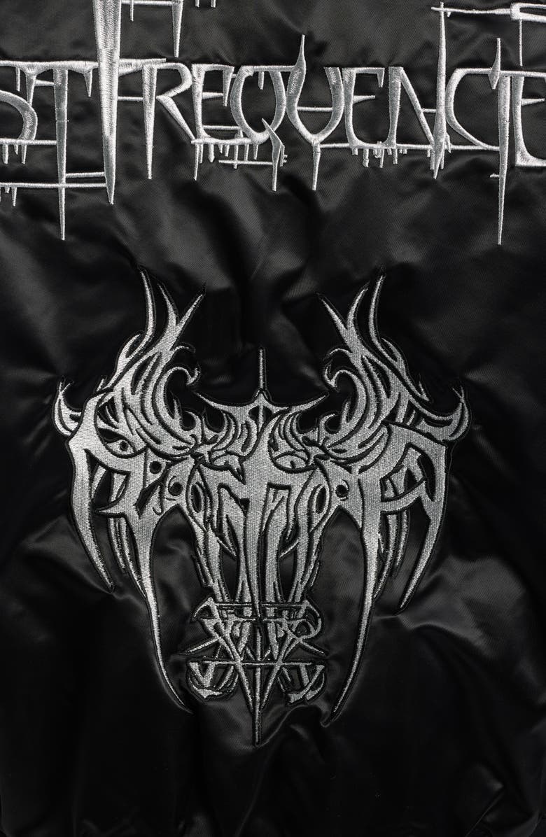 RtA Harvard Lost Frequency Bomber Jacket, Alternate, color, Shiny Black