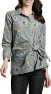 APNY Mixed Print Side Tie Cotton Button-Up Shirt