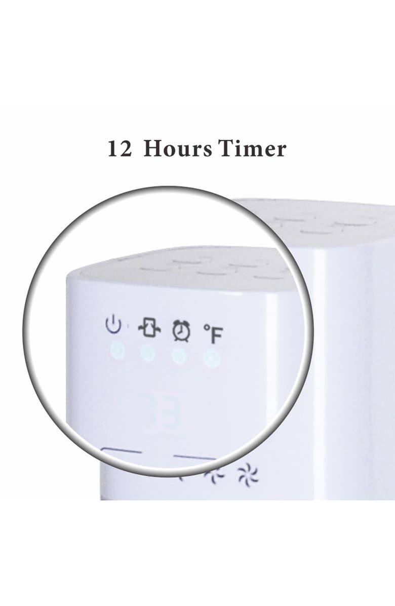 Optimus 48 Inch Pedestal Tower Fan with Remote Control, Bluetooth and LED, Alternate, color, White