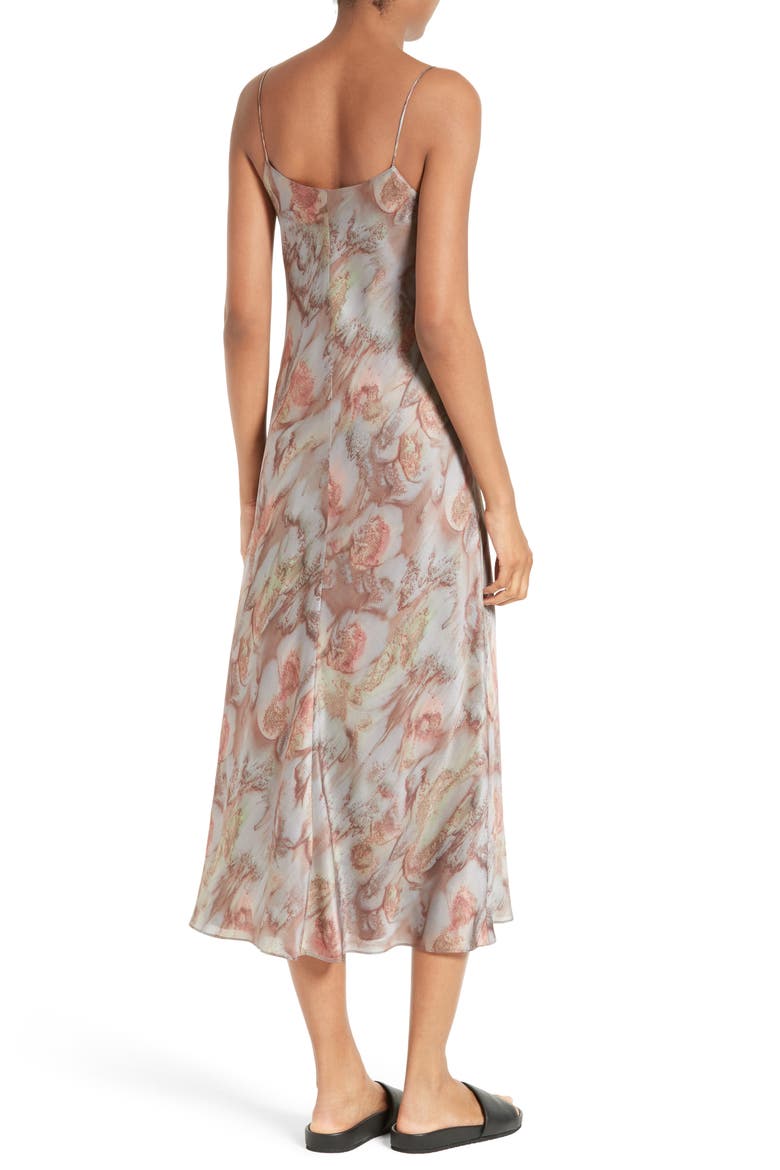 Watercolor Print Silk Slipdress, Alternate, color, FIG