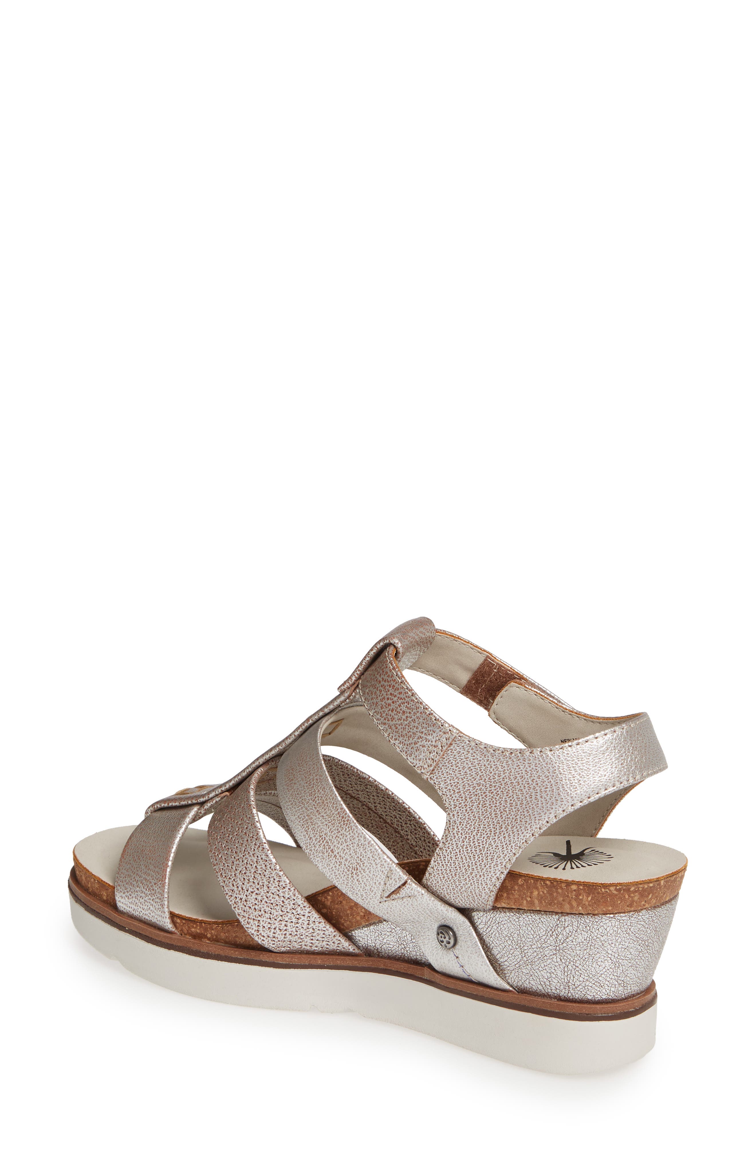 New Moon Wedge Sandal, Alternate, color, SILVER LEATHER