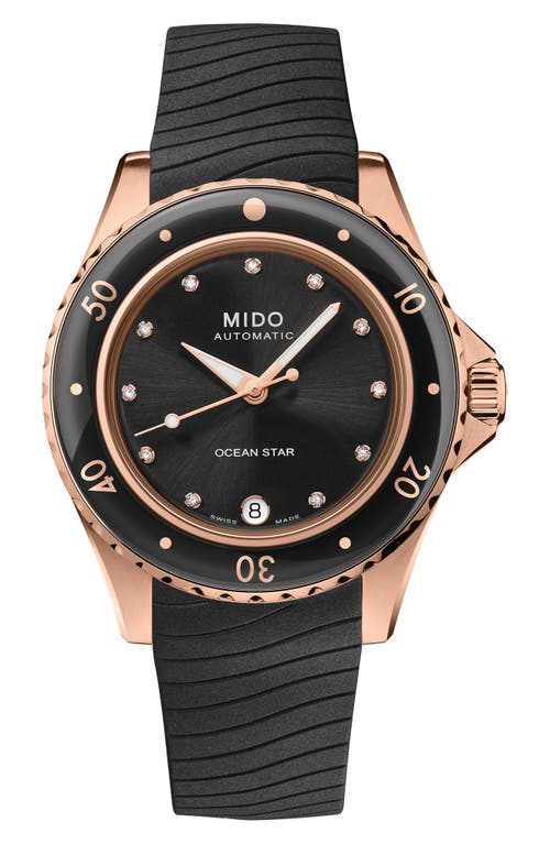 MIDO Ocean Star Rubber Strap Watch, 36.5mm in Black 