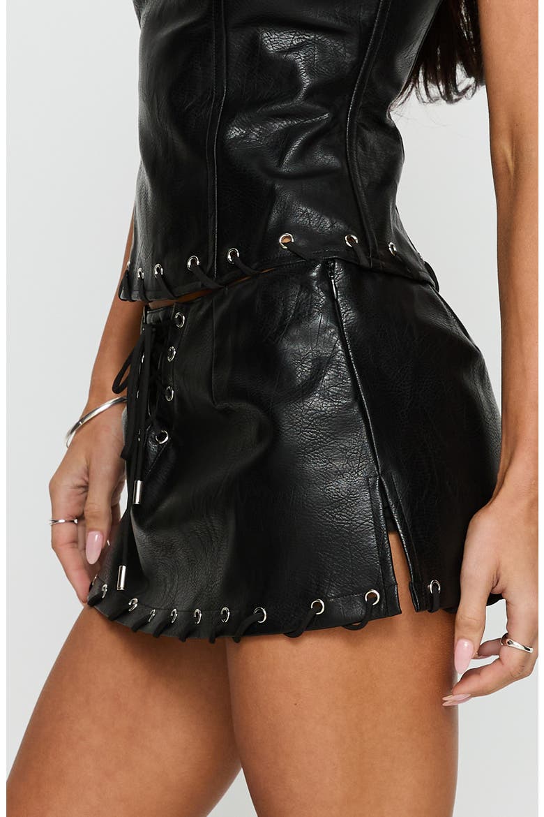 Barricade Grommet Faux Leather Skort, Alternate, color, BLACK