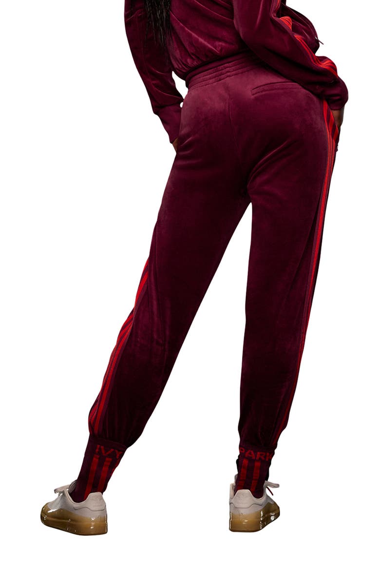 Velour Wide Leg Track Pants, Alternate, color, CHERRY WOOD RED