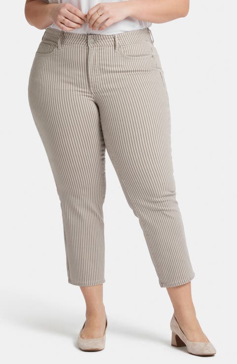 Marilyn Stripe Crop Straight Leg Jeans (Sandbar Stripe) (Plus)