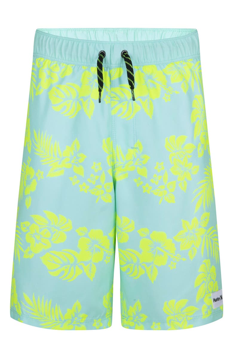 Hurley Kids' Oahu Floral Swim Shorts, Main, color, 