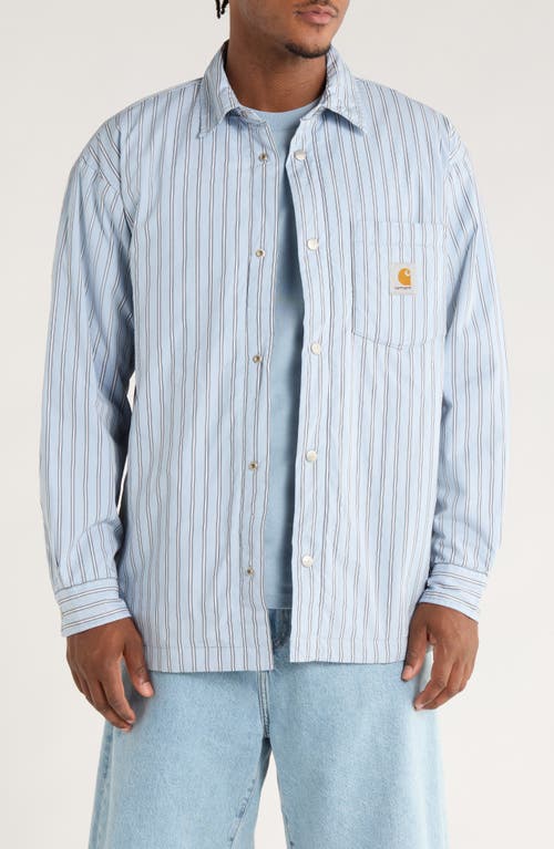 Carhartt Striped Cotton Shirt Jacket With Chest Pocket In Blue