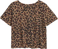 Love, Fire Kids' Boxy Leopard Print T-Shirt