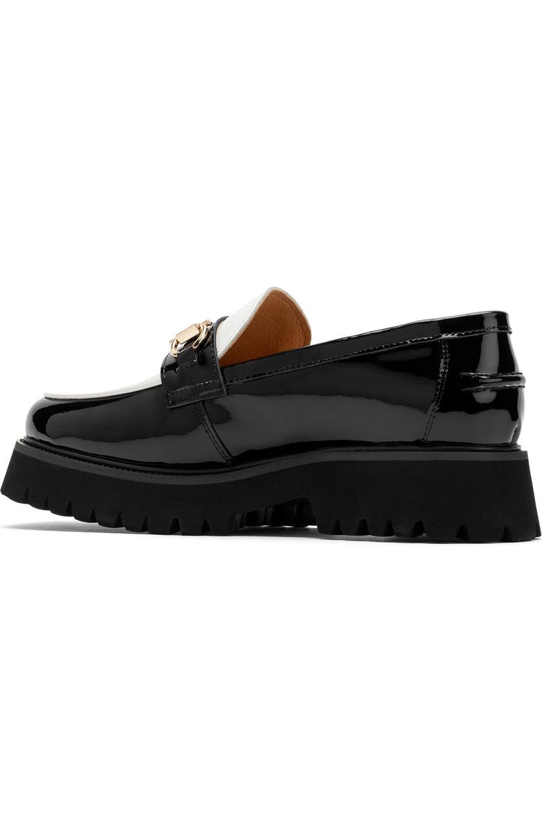 MARC NOLAN Ms. Boulevard Leather Bit Loafers, Alternate, color, Black/White Patent