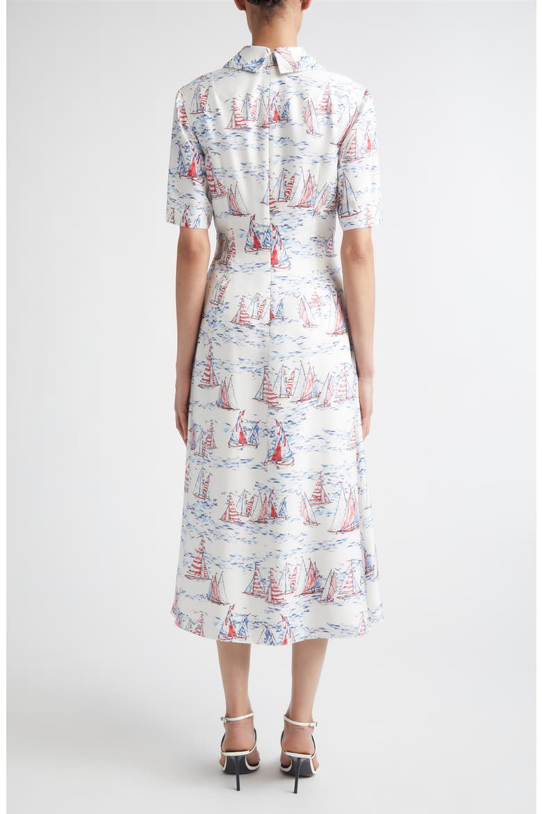 Khloe Print Silk Midi Shirtdress, Alternate, color, BOAT PRINT