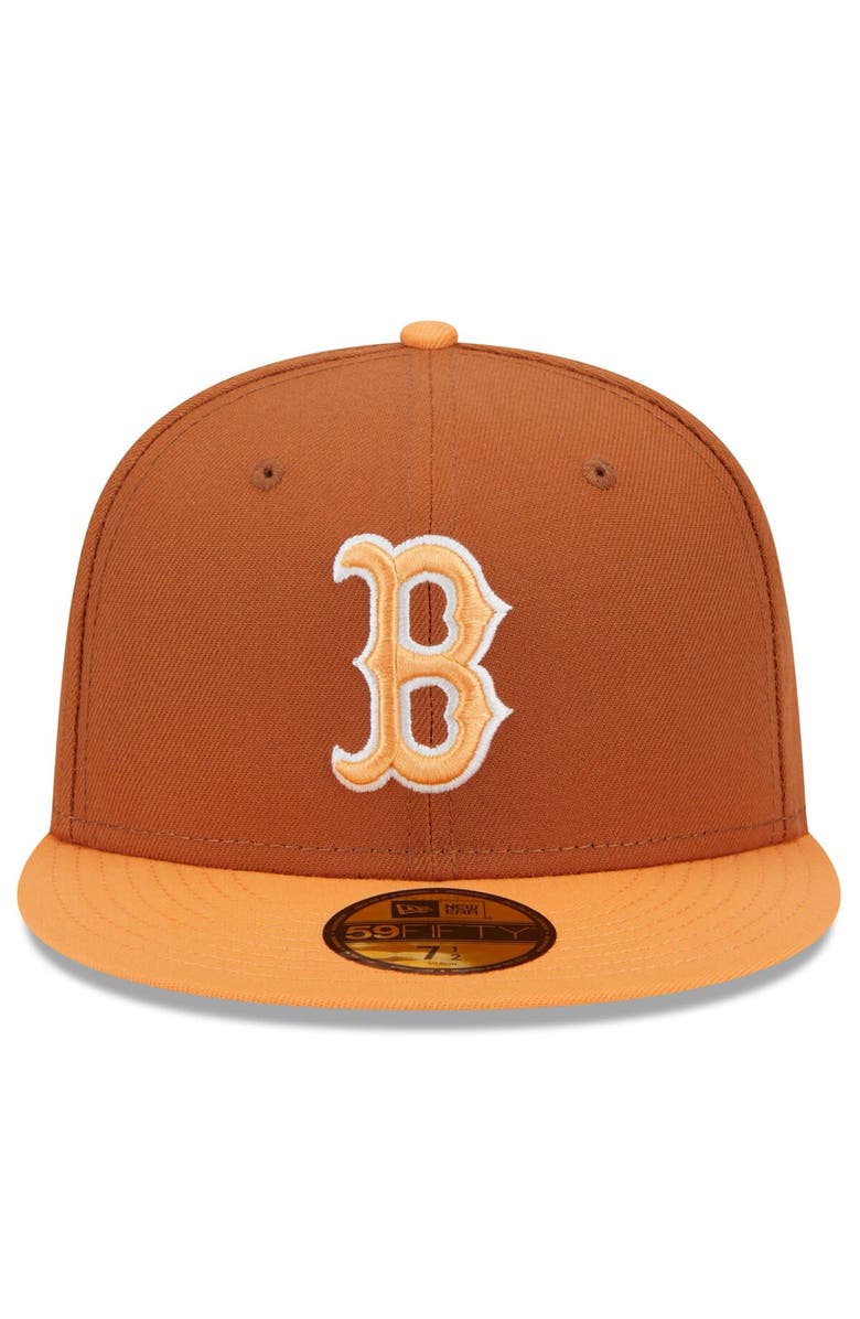 New Era Men's New Era Brown/Orange Boston Red Sox Spring Color Basic Two-Tone 59FIFTY Fitted Hat, Alternate, color, 