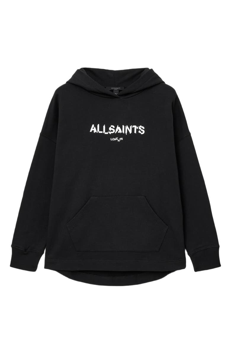 AllSaints Static Etie Logo Hoodie, Alternate, color, Black