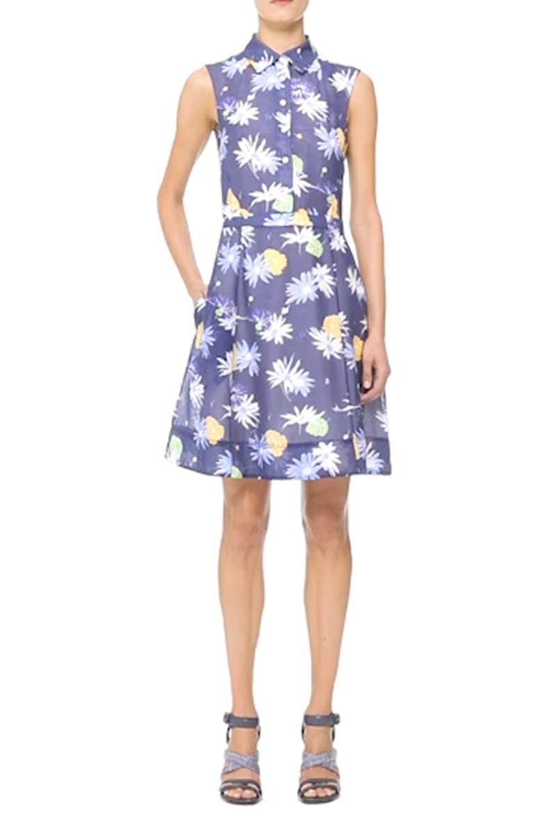 'Derine' Floral Print Sleeveless Dress, Alternate, color, NAVY MULTI