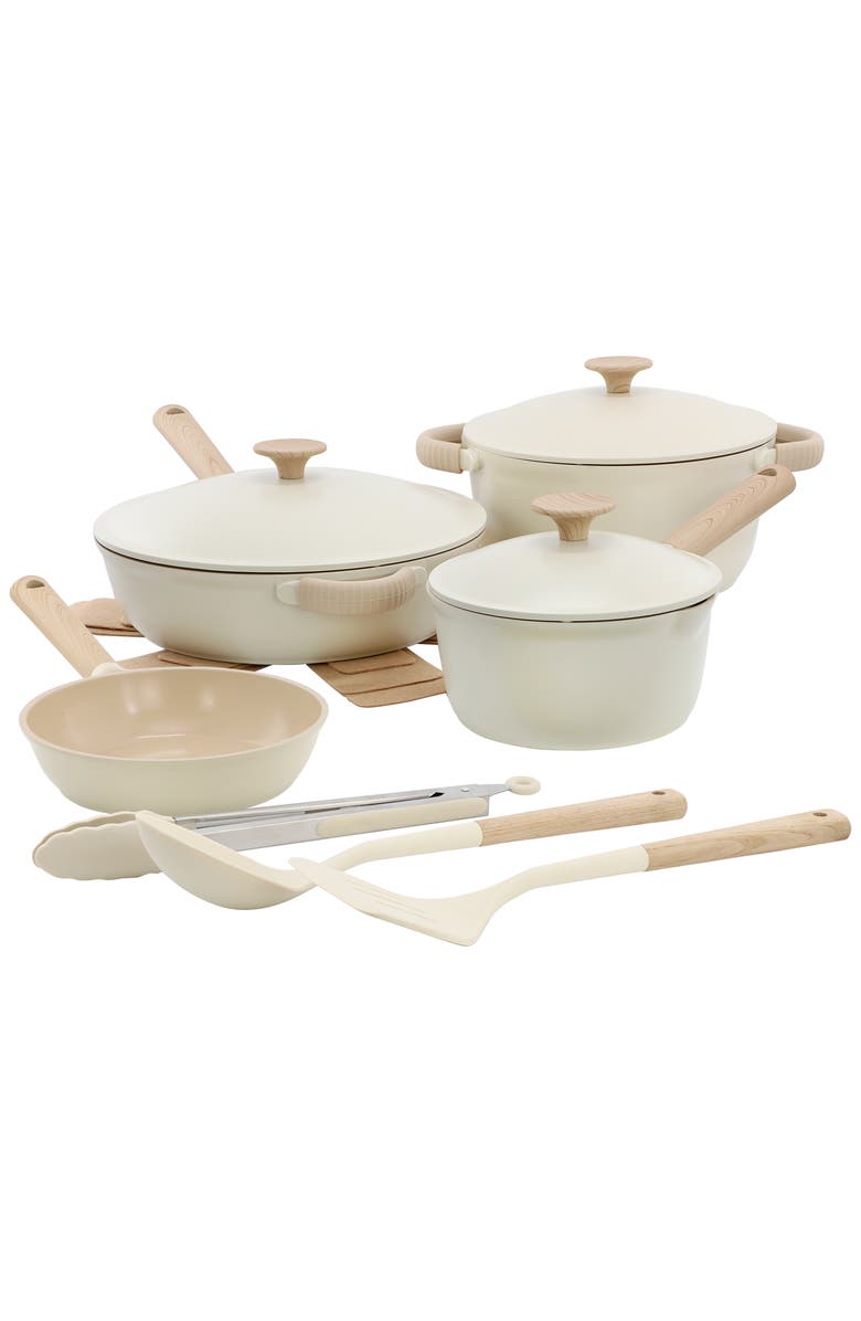 Gibson Elite Folkstone 13 Piece Ceramic Nonstick Cast Aluminum Cookware Set, Main, color, White