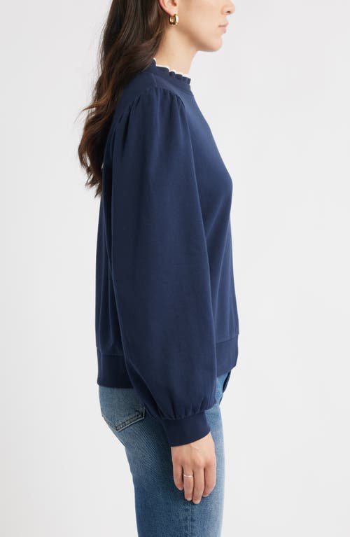 Caslonr Caslon(r) Ruffle Crewneck Sweatshirt In Blue