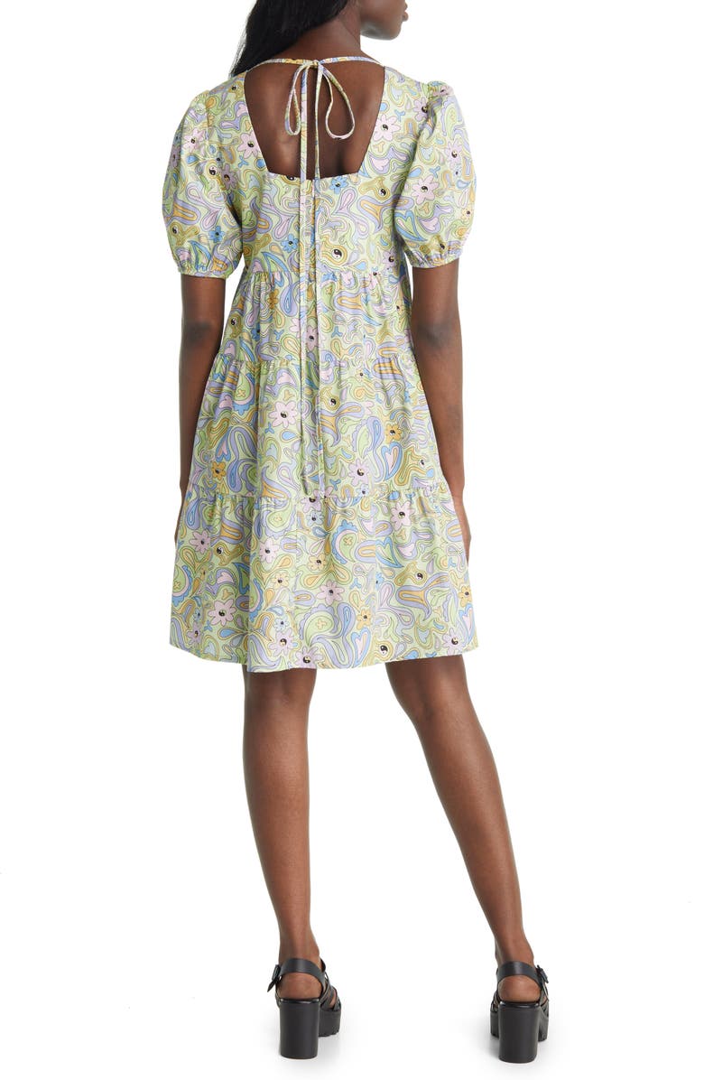 VINTAGE SUPPLY Puff Sleeve Cotton Babydoll Dress, Alternate, color, 