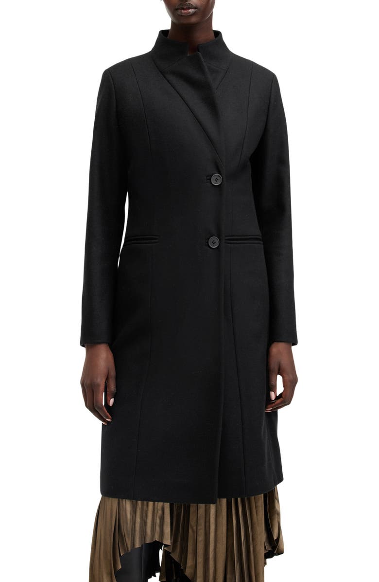 AllSaints Sidney Wool Blend Coat, Alternate, color, Black
