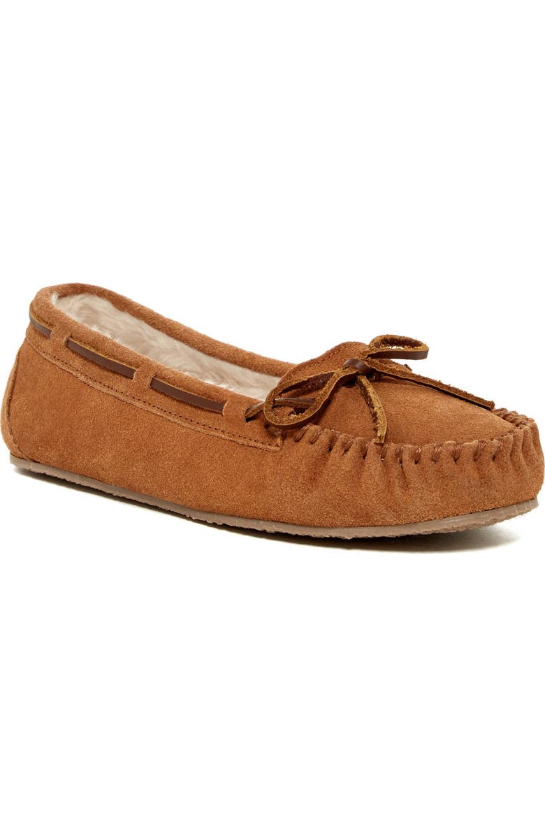 Minnetonka Junior Trapper Faux Fur Lined Moccasin Slipper, Main, color,