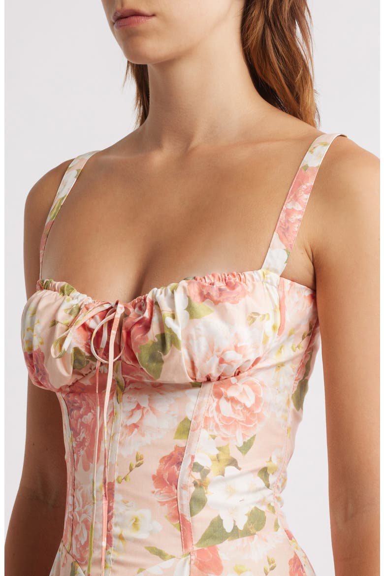 Carmen Bustier Sundress, Alternate, color, PINK PEONY PRINT 2