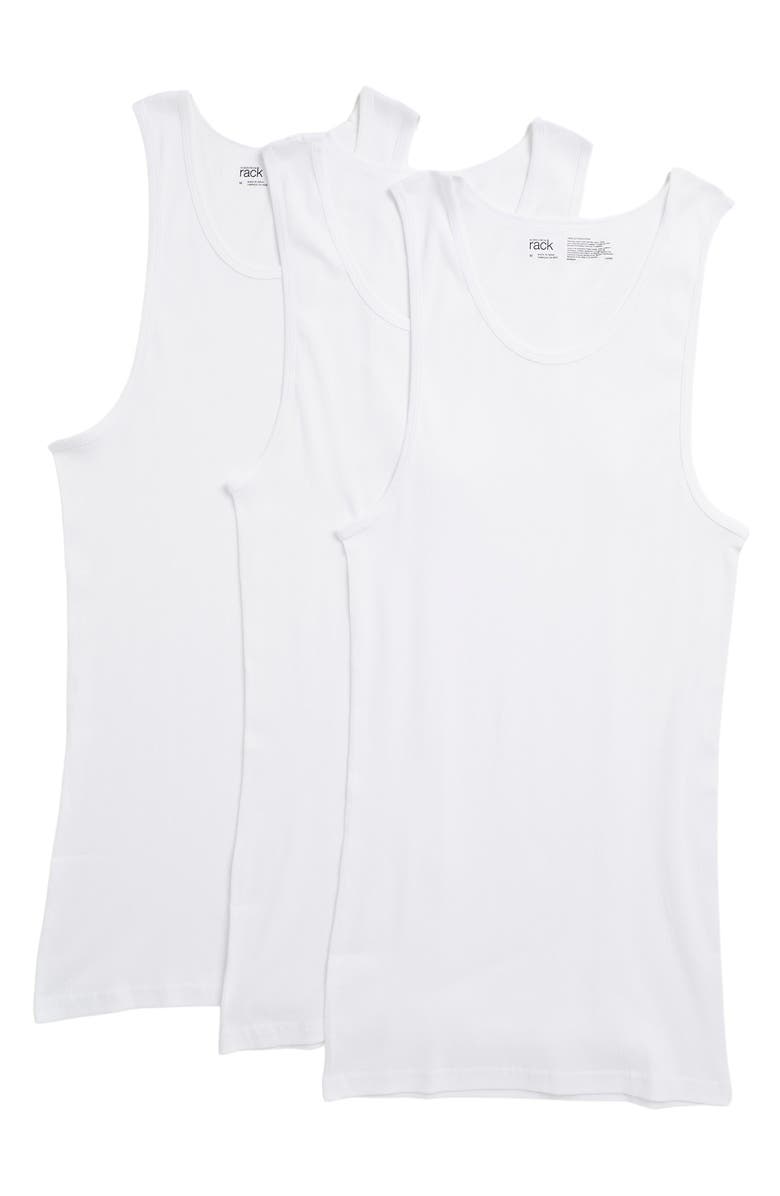 NORDSTROM RACK Cotton 3-Pack Ribbed Tank Tops, Alternate, color, White