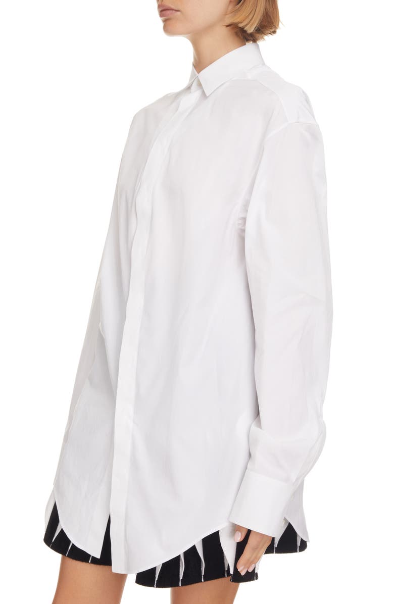 Alaïa Cotton Poplin Button-Up Blouse, Alternate, color,