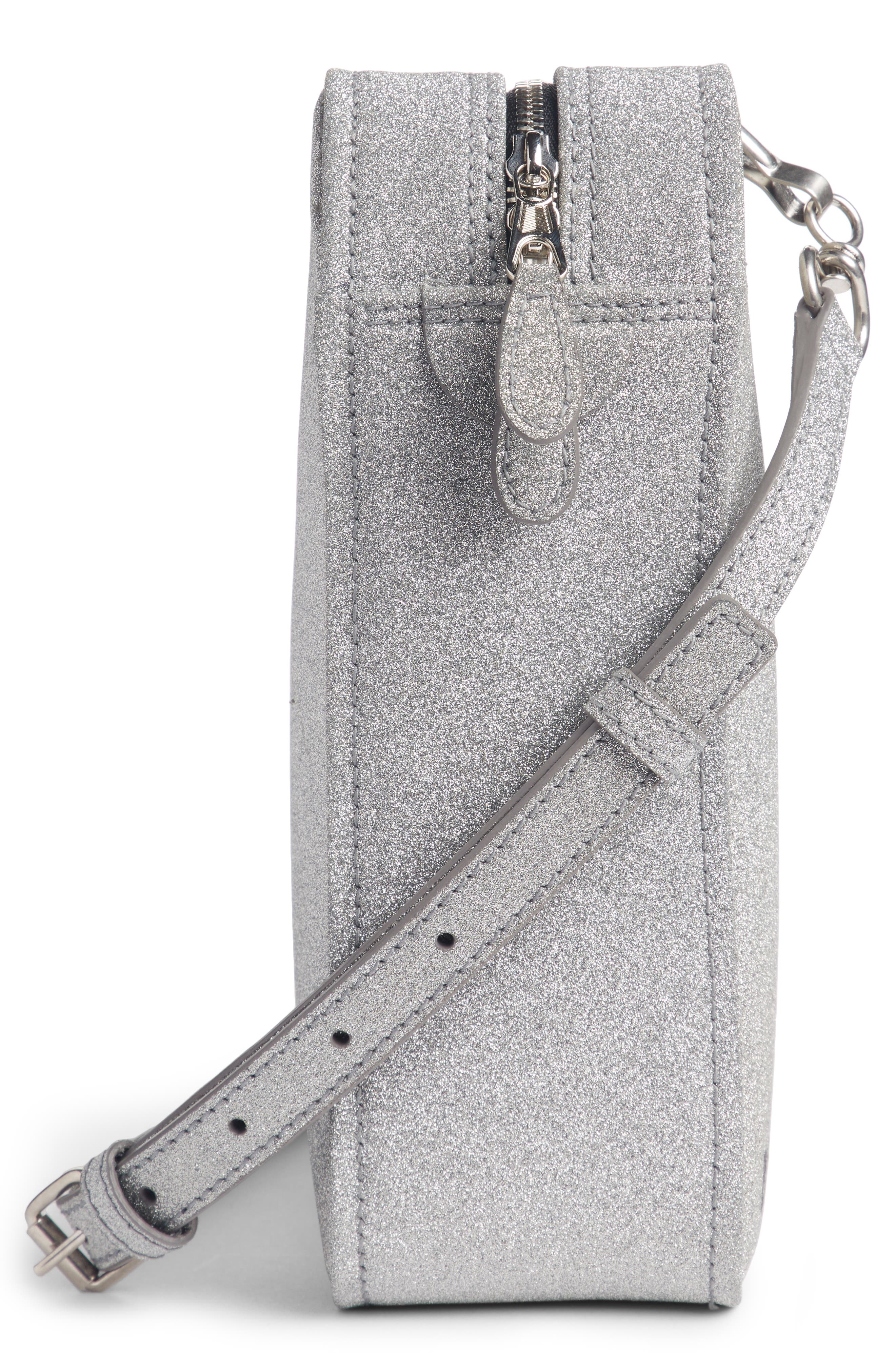 Balenciaga Extra Small Glitter Triangle Leather Bag, Alternate, color, 