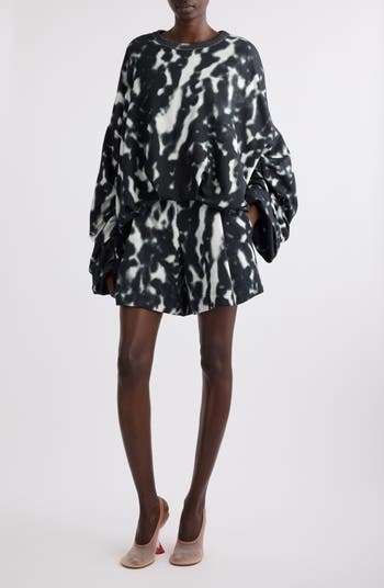 ショートパンツ Dries Van Noten Black Cotton Hadio Shorts Dries Van Noten Hadio Orchid Spots Pleated Cotton Sweat