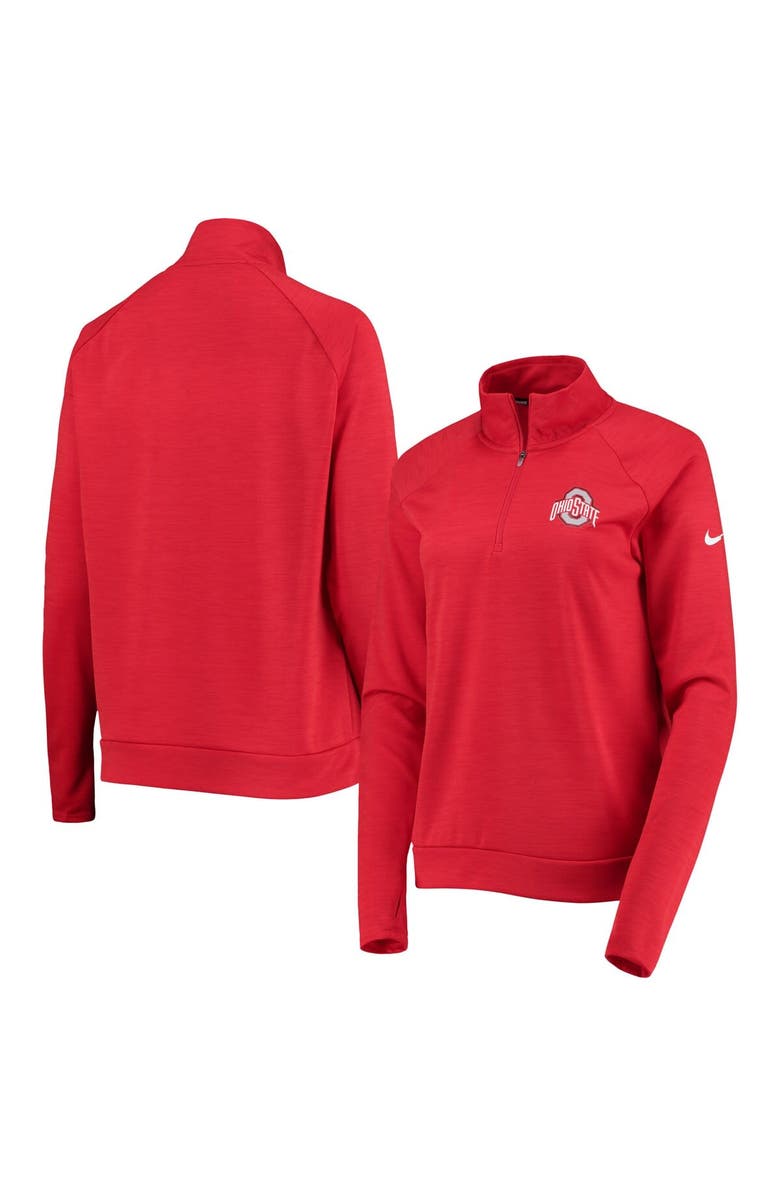 Nike Women's Nike Scarlet Ohio State Buckeyes Pacer Raglan Performance Quarter-Zip Jacket, Main, color,