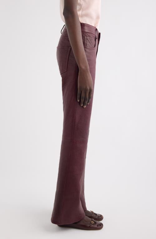Chloé Lambskin Leather Flare Leg Trousers In Brown