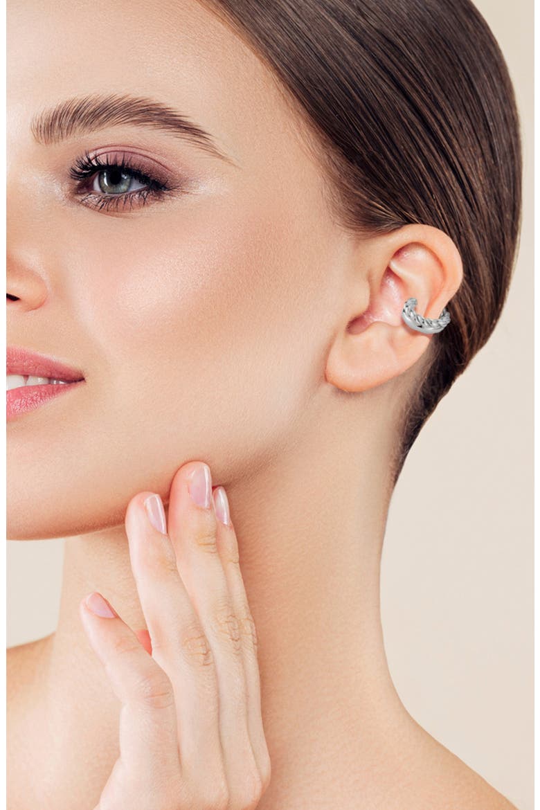 Set of 2 14k Gold Flash-Plated Ear Cuffs, Alternate, color, SILVER