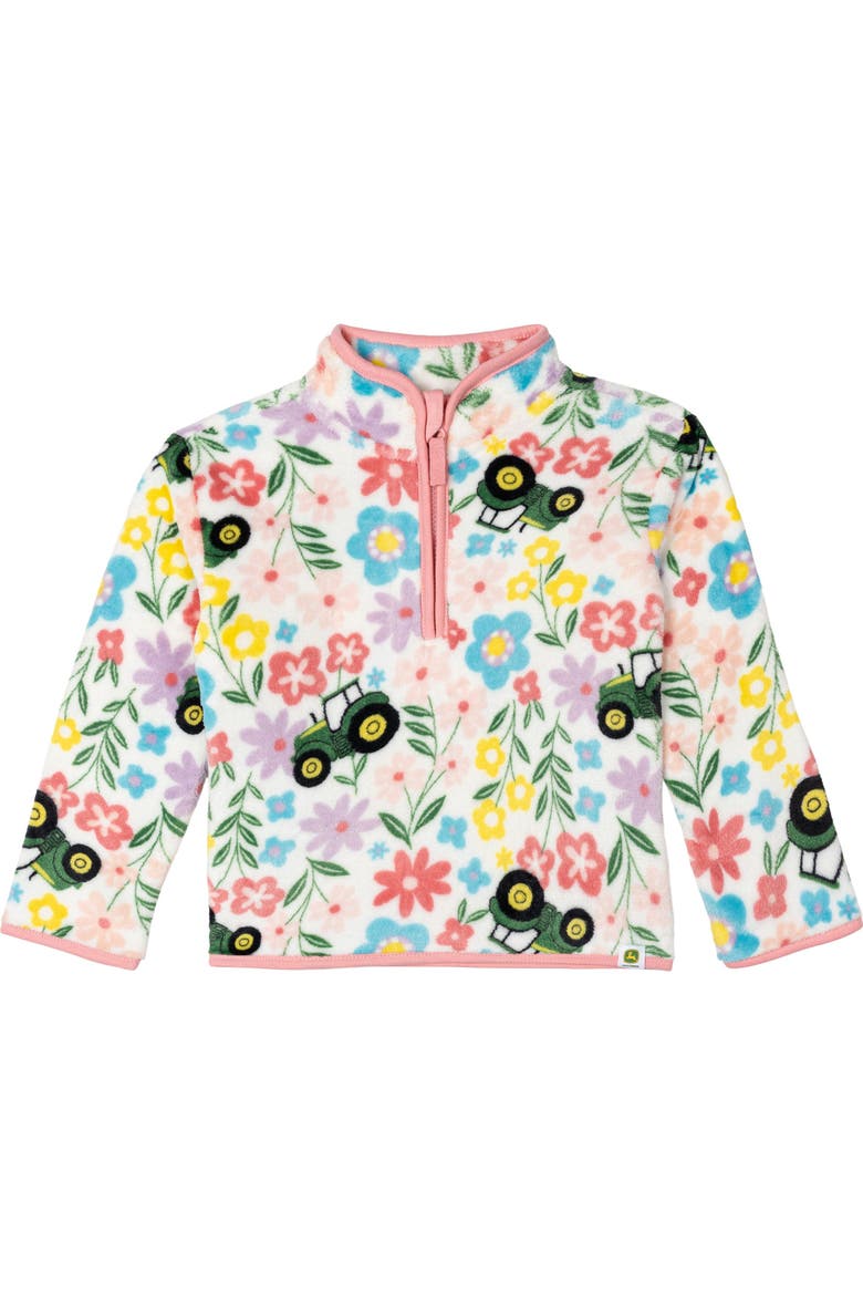 Fleece Quarter-Zip Sweatshirt, Main, color, Floral Tractor Print