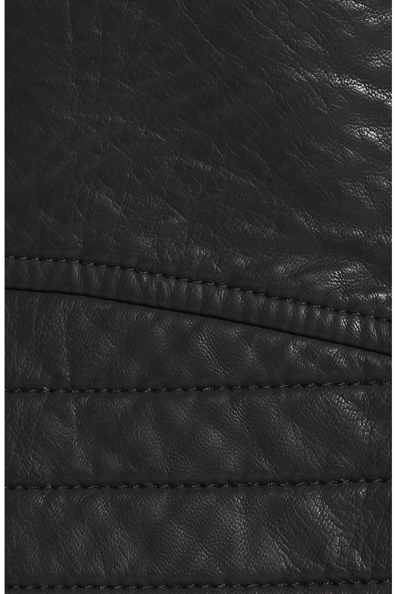 Faux Leather Jacket with Removable Faux Fur Collar, Alternate, color, BLACK
