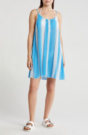Shop Elan Printed Cover-up Dress In Blue Bright Kenya