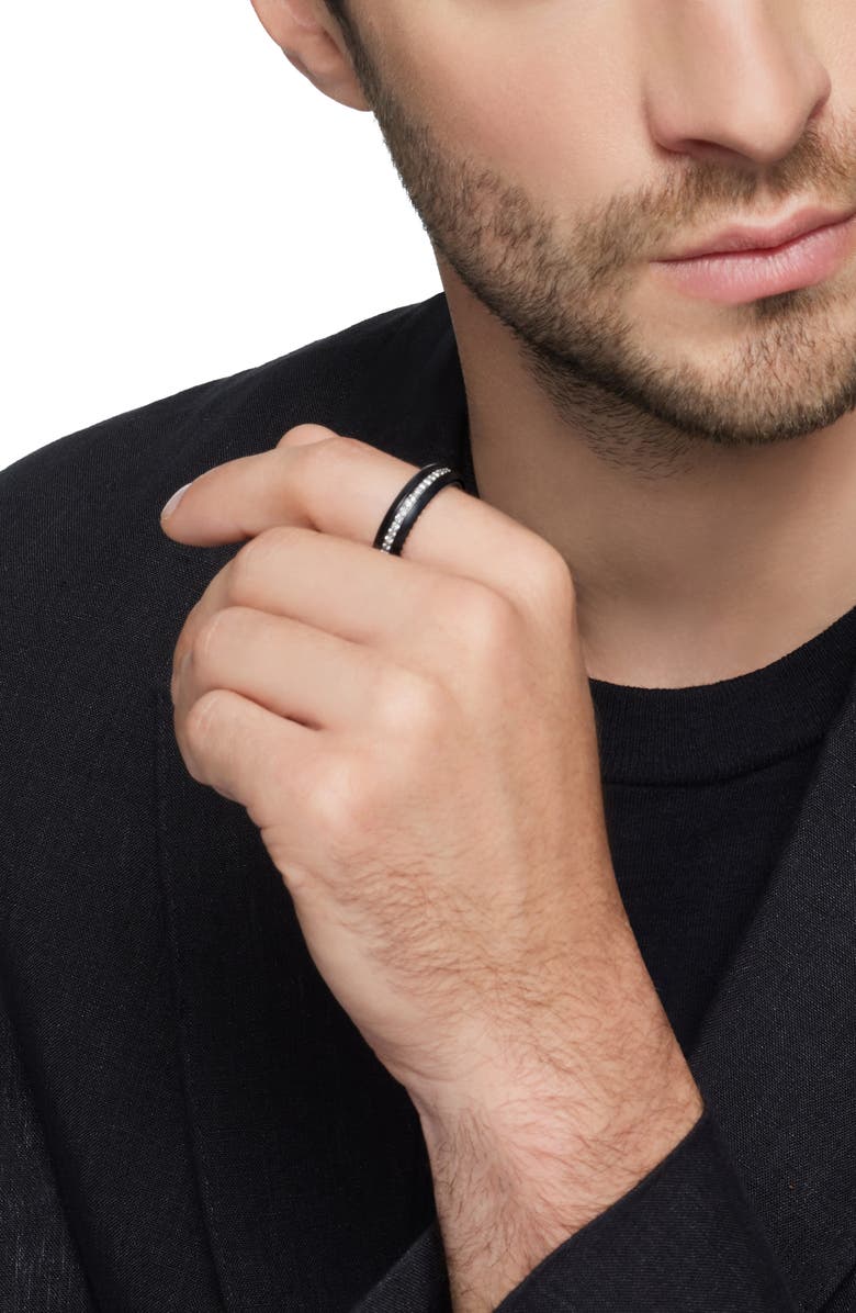 David Yurman Streamline<sup>®</sup> Band Ring in Black Titanium with Diamond, 6mm, Alternate, color,