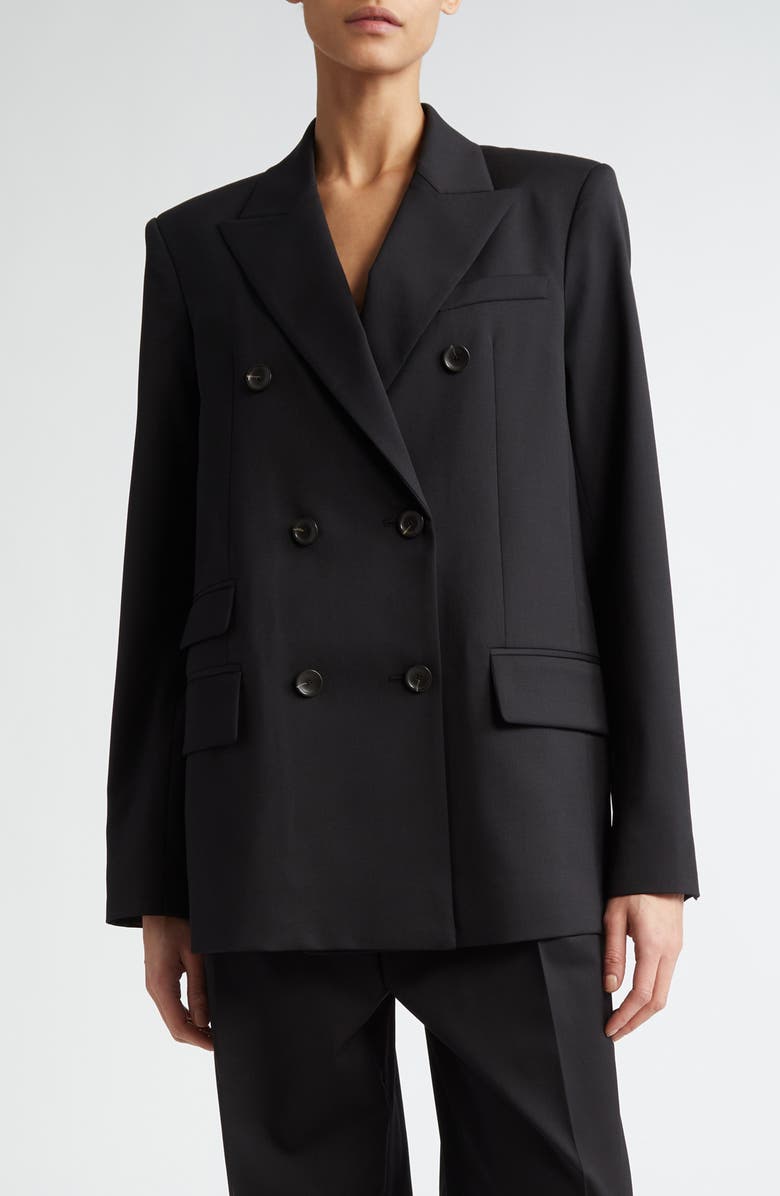 Maria McManus Billiet Double Breasted Stretch Twill Blazer, Main, color, 