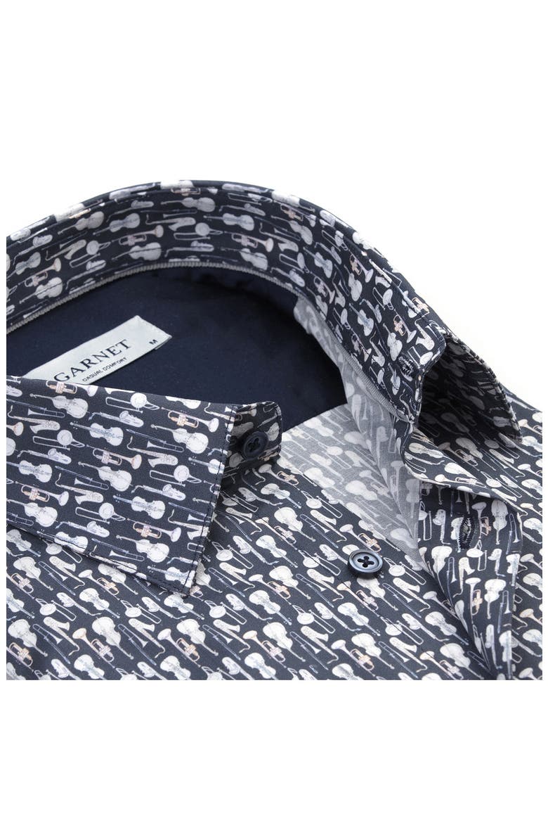 Jazz Ensemble Print Cotton Shirt, Alternate, color, NAVY