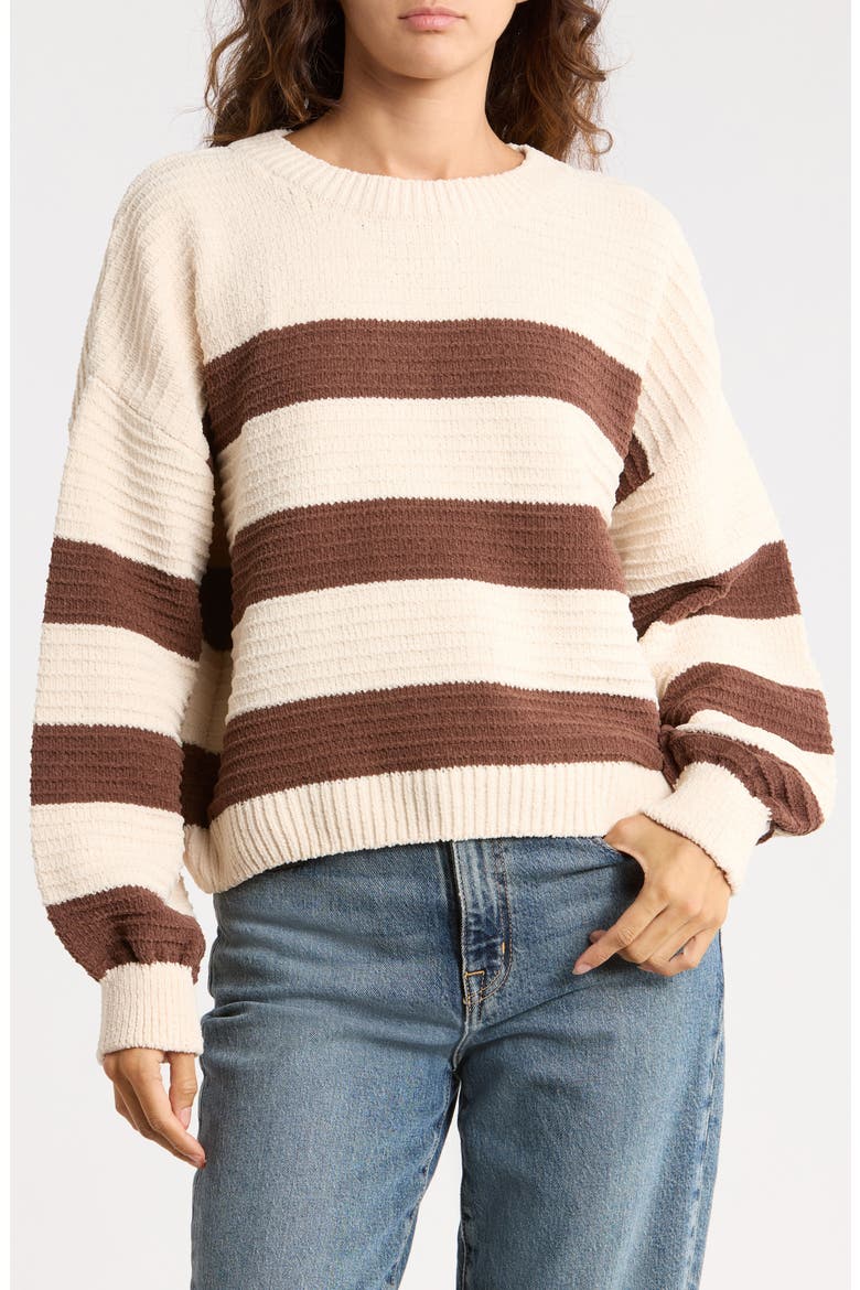 Striped Chenille Sweater, Main, color, NATURAL COMBO