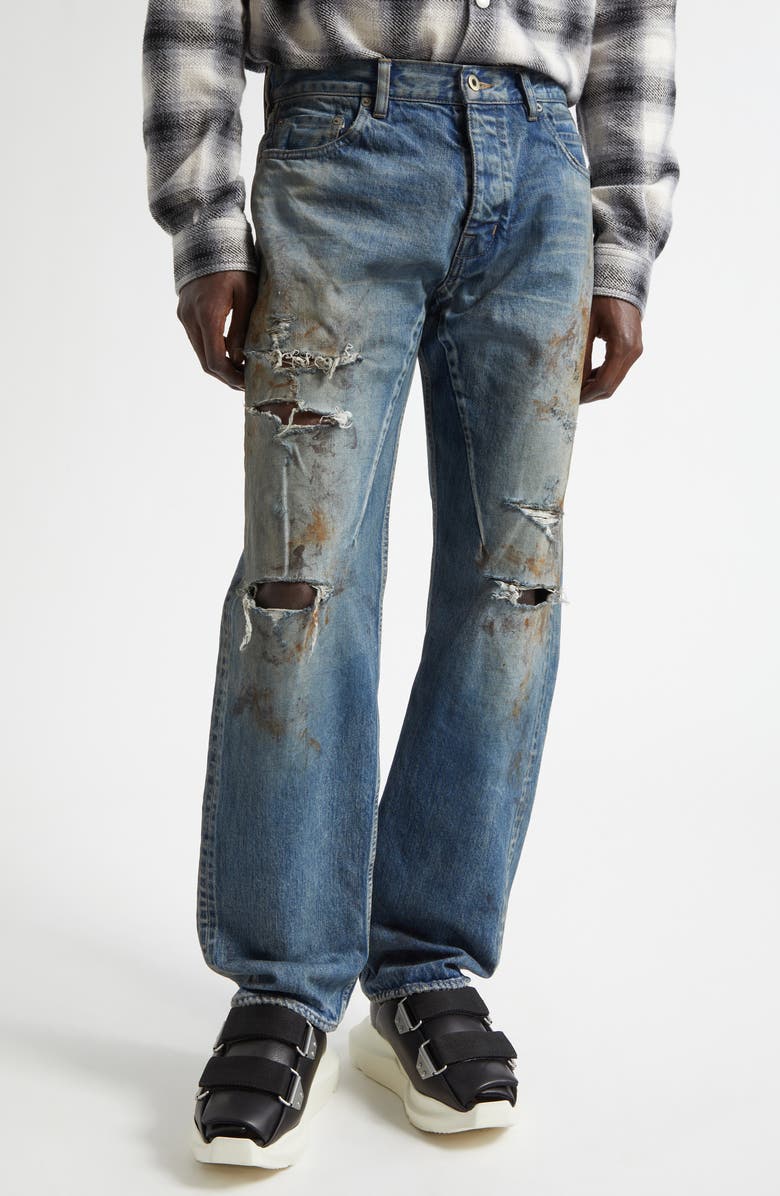Rick Owens DRKSHDW Kurdt Destroyed Jeans, Main, color, Vintage Wash