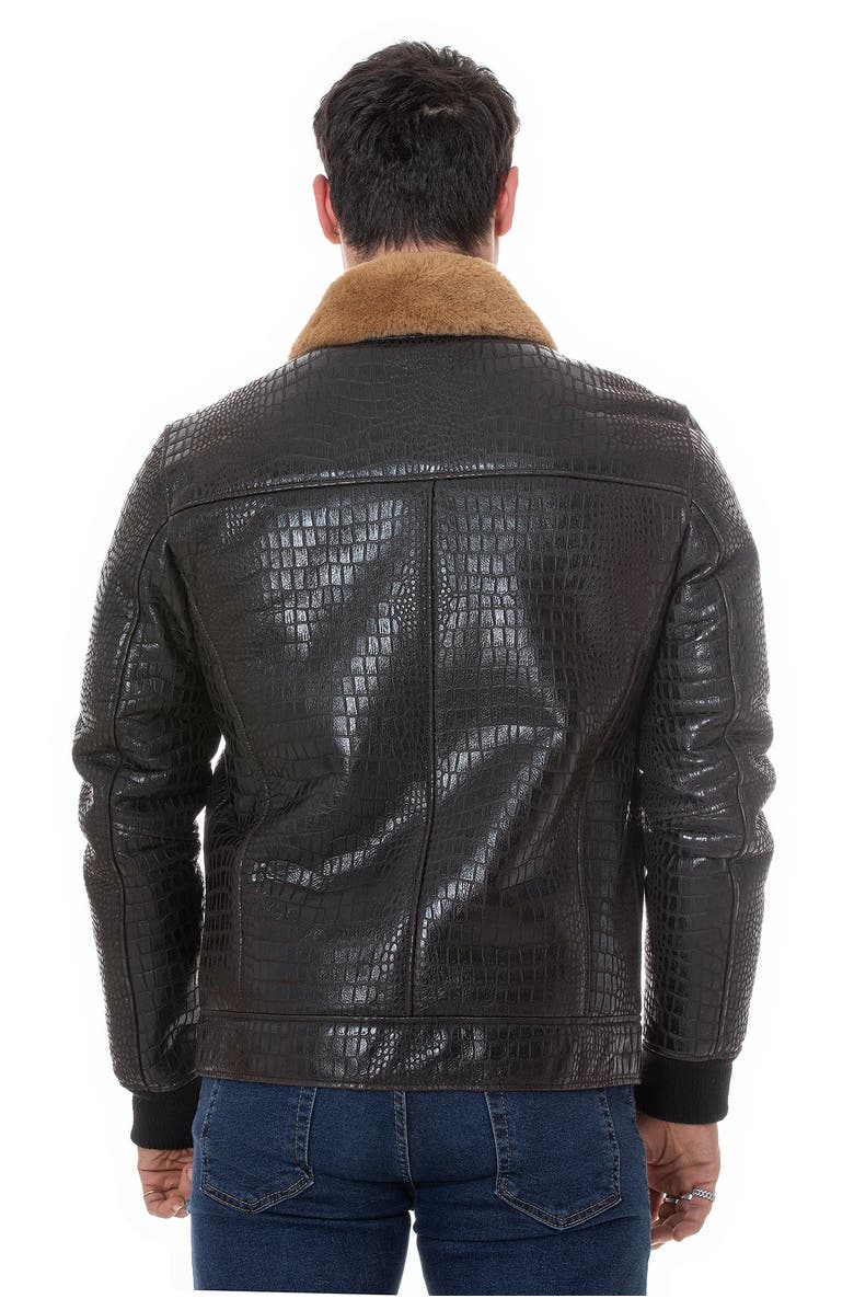 Furniq UK Percival Patterned Shearling Jacket, Alternate, color, Brown