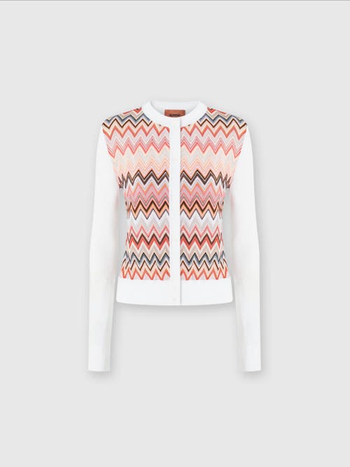 Missoni Zigzag Pattern Cardigan With Round Neckline In Multicoloured