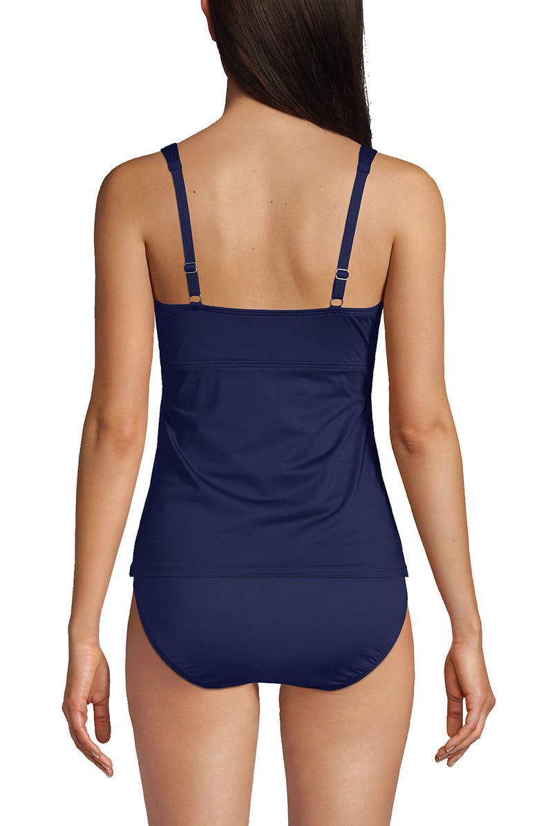 Lands' End Wrap Underwire Tankini Top Swimsuit, Alternate, color, Deep Sea Navy