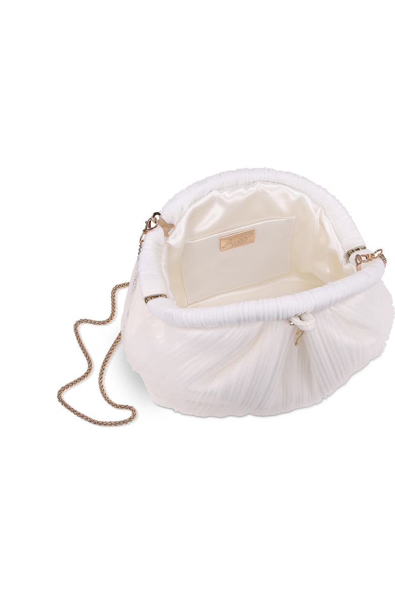 Jewel Badgley Mischka Vale Pleated Tulle and Satin Mini Pouch Clutch, Alternate, color, White
