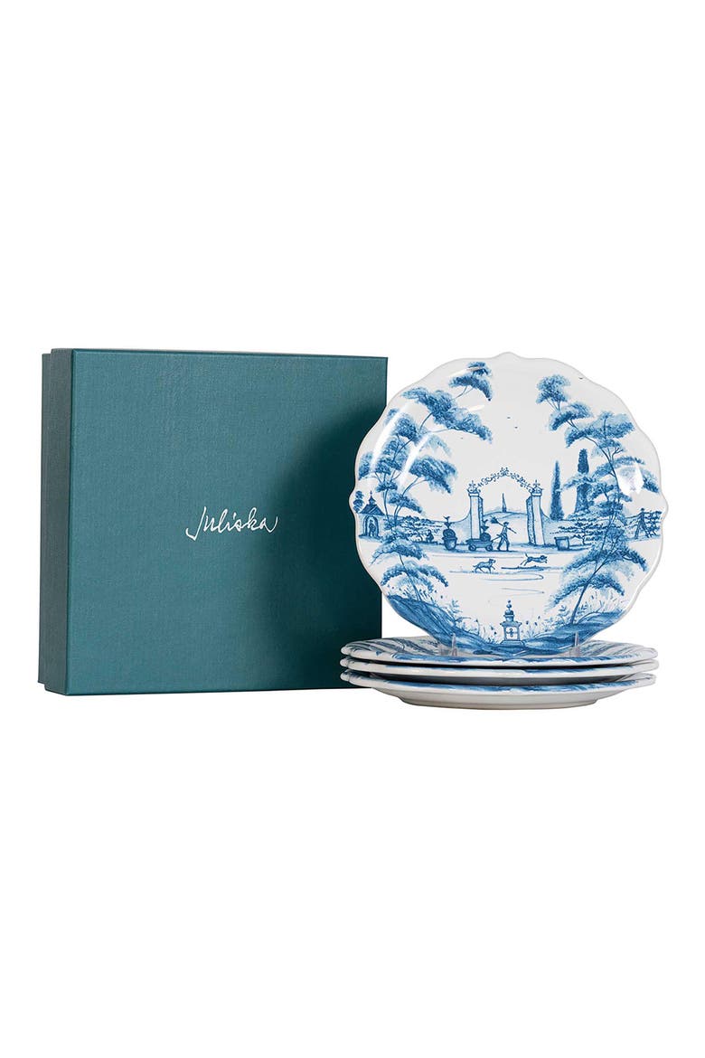 Country Estate Set of 4 Party Plates, Alternate, color, DELFT BLUE