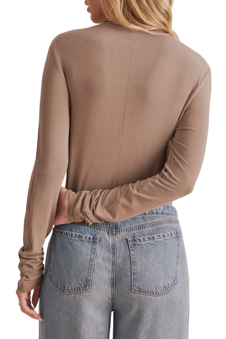 Bamboo Long Sleeve Mock Neck Top, Alternate, color, TAUPE