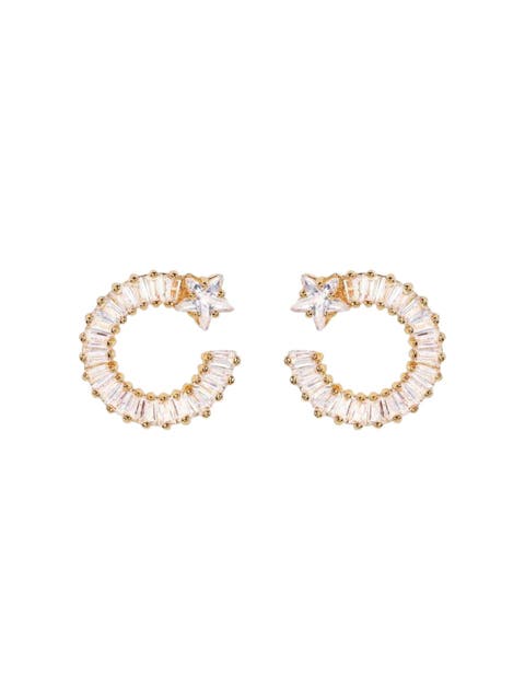 Shooting Star Earrings with White Diamond Cubic Zirconia