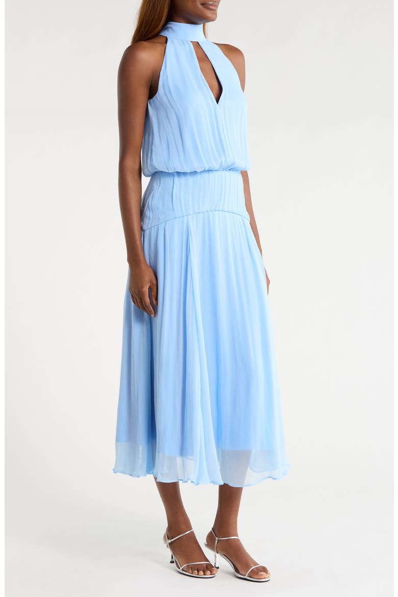 Camryn Keyhole Crinkle Crepe Midi Dress, Alternate, color, CLEAR BLUE