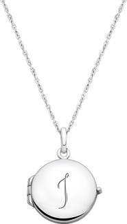 Tiny Blessings Sterling Silver Round Locket & Engraved Initial 14-16" Necklace