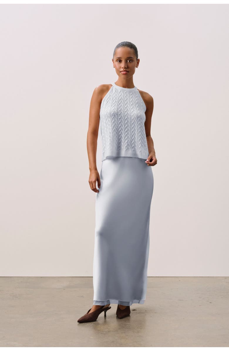 NAKED CASHMERE Featherweight Cable Tank, Alternate, color, Cloud