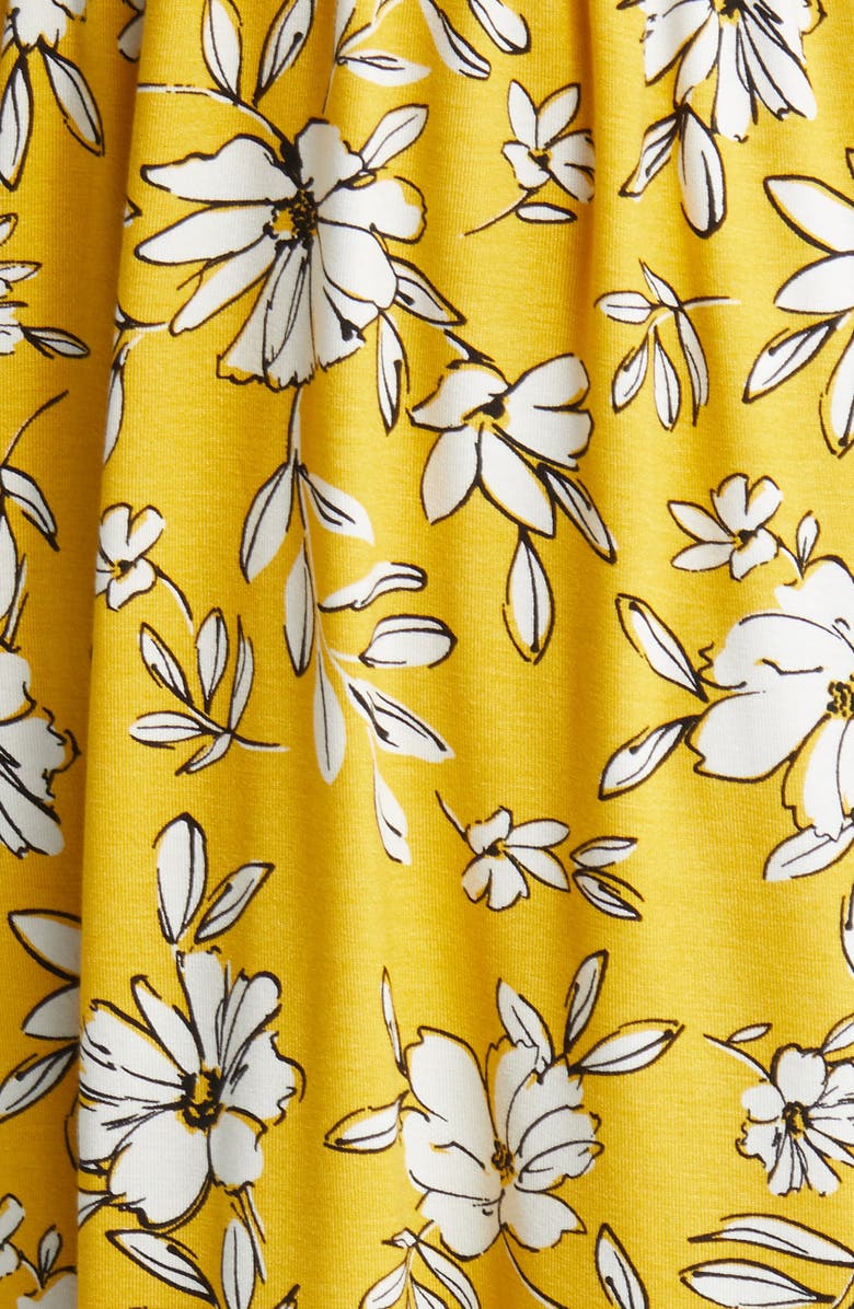 Loveappella Floral Tie Back Surplice V-Neck Knit Minidress, Alternate, color, Sunflower